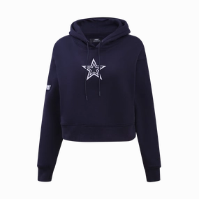 NFL DALLAS COWBOYS CLASSIC WOMEN'S CROPPED PULLOVER HOODIE (MIDNIGHT NAVY)