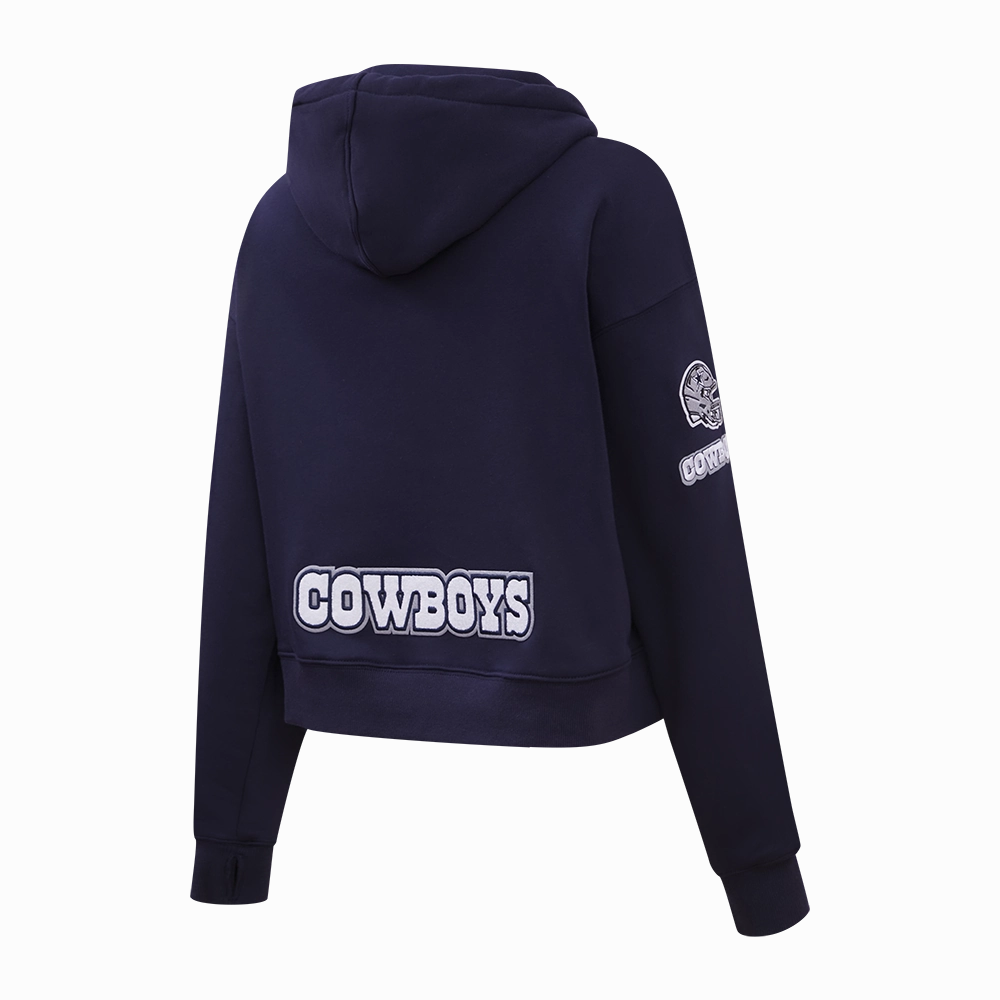 NFL DALLAS COWBOYS CLASSIC WOMEN'S CROPPED PULLOVER HOODIE (MIDNIGHT NAVY)