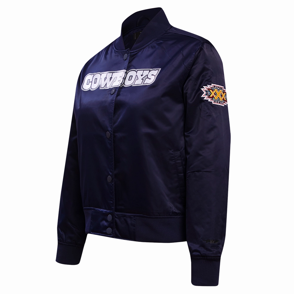 NFL DALLAS COWBOYS CLASSIC WOMEN'S SATIN JACKET (MIDNIGHT NAVY)