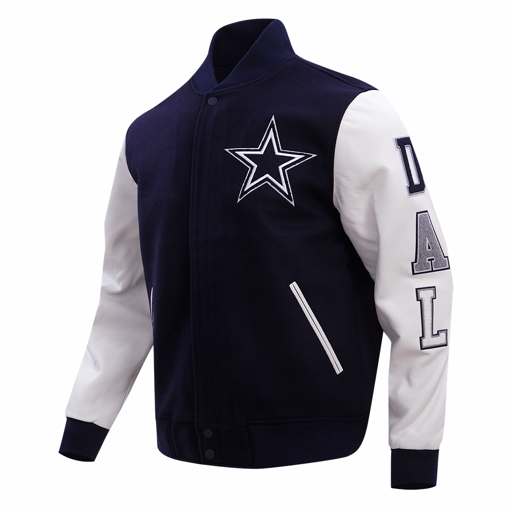 NFL DALLAS COWBOYS CLASSIC WOOL MEN'S VARSITY JACKET (MIDNIGHT NAVY/WHITE)