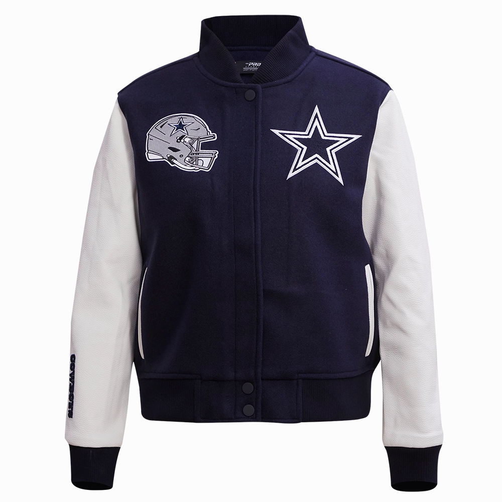NFL DALLAS COWBOYS CLASSIC WOOL WOMEN'S VARSITY JACKET (MIDNIGHT NAVY/WHITE)