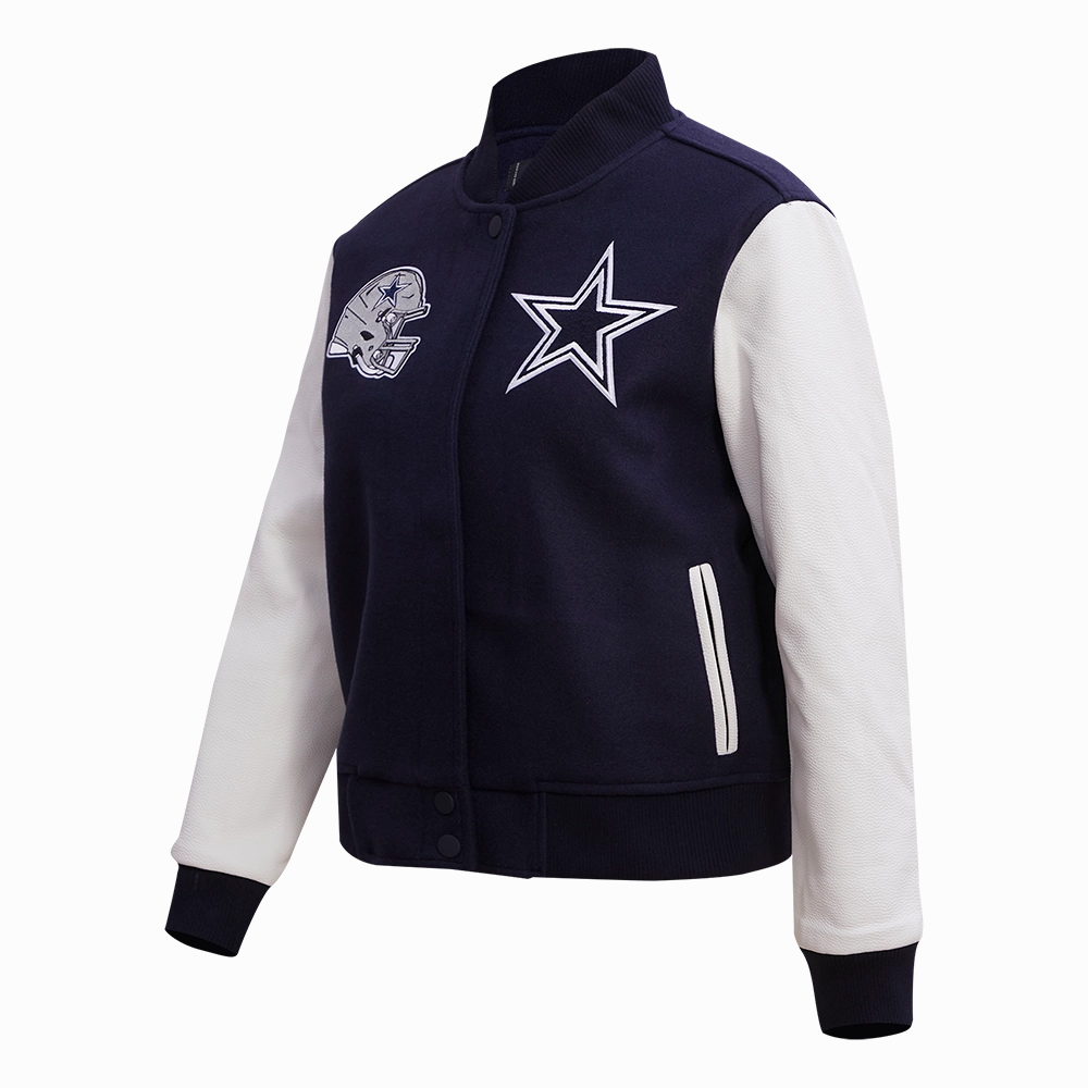 NFL DALLAS COWBOYS CLASSIC WOOL WOMEN'S VARSITY JACKET (MIDNIGHT NAVY/WHITE)