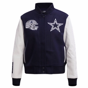 NFL DALLAS COWBOYS CLASSIC WOOL WOMEN'S VARSITY JACKET (MIDNIGHT NAVY/WHITE)