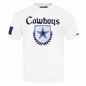 NFL DALLAS COWBOYS COUNTRY CLUB MEN'S COTTON JERSEY DROP SHOULDER TEE (WHITE)