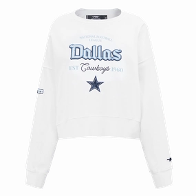 NFL DALLAS COWBOYS COUNTRY CLUB WOMEN'S DOUBLE KNIT CREWNECK (WHITE)