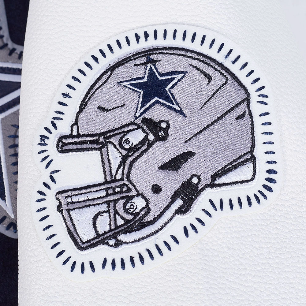 NFL DALLAS COWBOYS DIY PICK STITCH MEN'S RIB WOOL VARSITY JACKET (MIDNIGHT NAVY/WHITE)