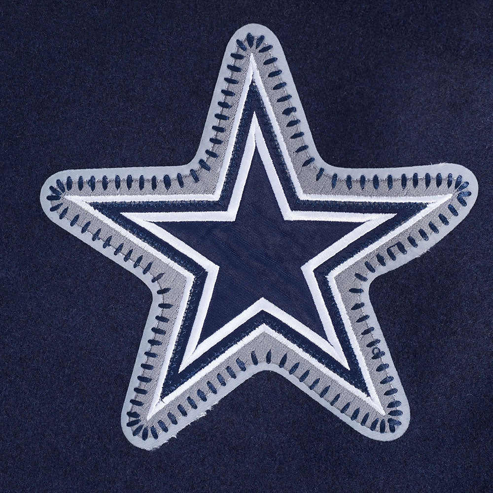 NFL DALLAS COWBOYS DIY PICK STITCH MEN'S RIB WOOL VARSITY JACKET (MIDNIGHT NAVY/WHITE)