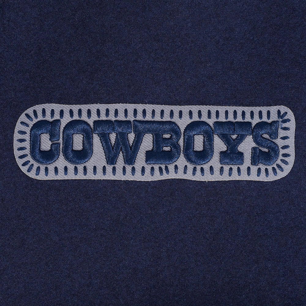 NFL DALLAS COWBOYS DIY PICK STITCH MEN'S RIB WOOL VARSITY JACKET (MIDNIGHT NAVY/WHITE)