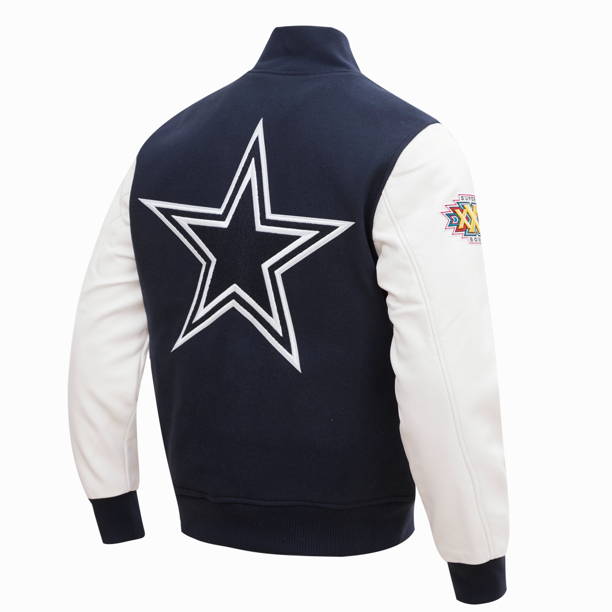 NFL DALLAS COWBOYS HOMETOWN MEN'S WOOL VARSITY JACKET (MIDNIGHT NAVY/WHITE)