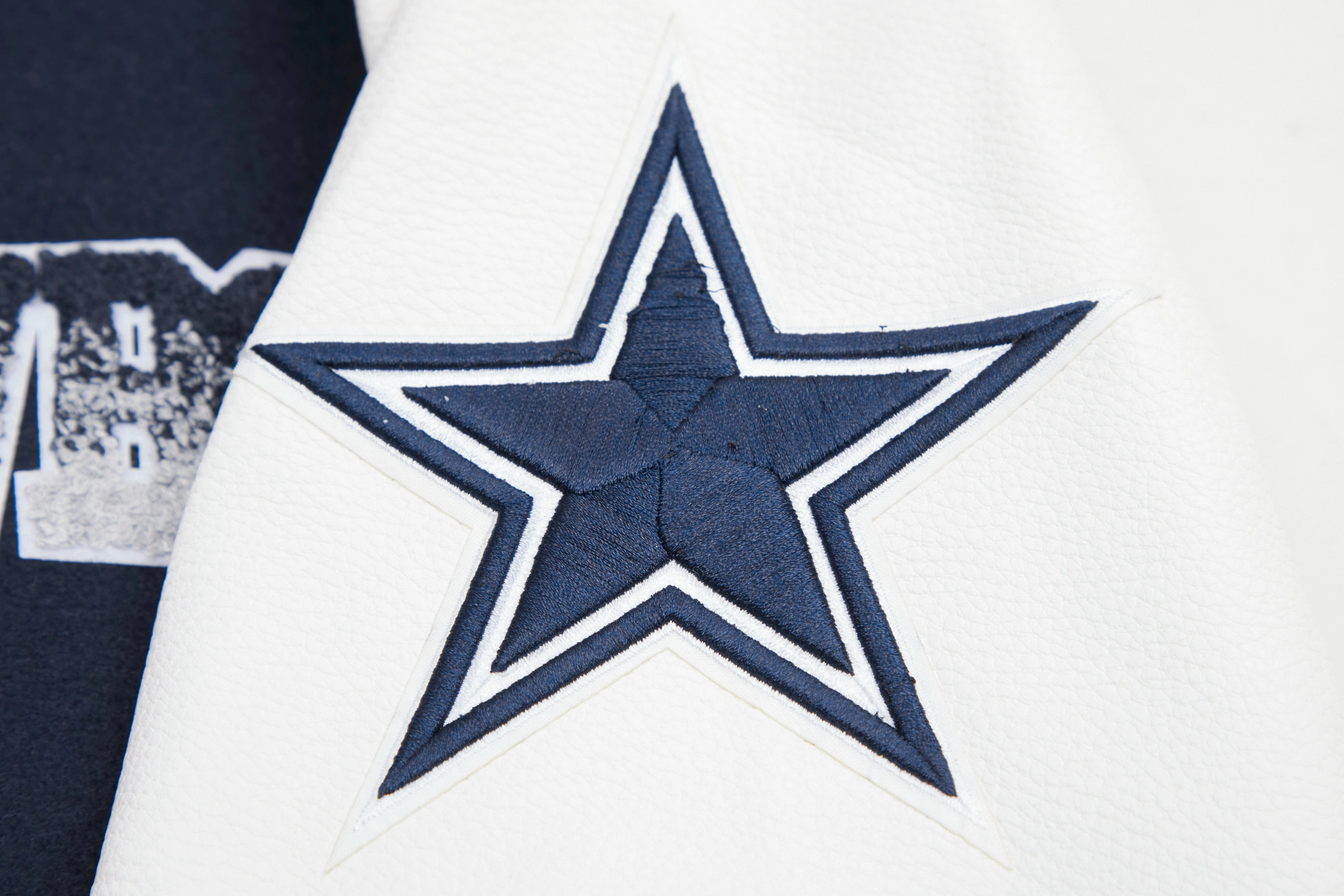 NFL DALLAS COWBOYS HOMETOWN MEN'S WOOL VARSITY JACKET (MIDNIGHT NAVY/WHITE)