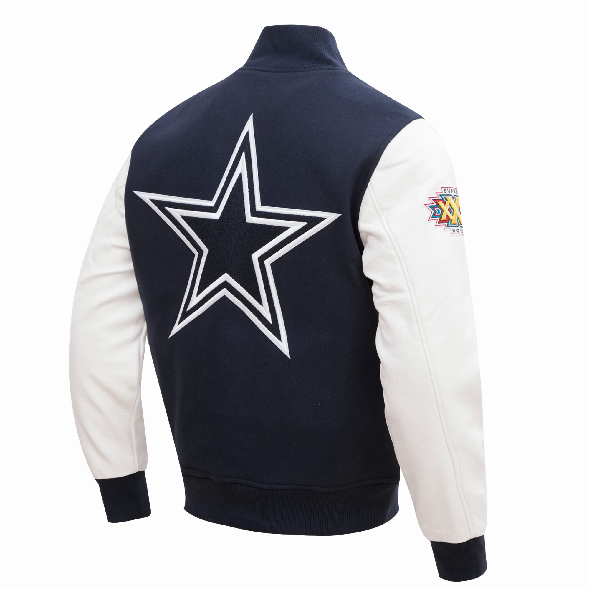 NFL DALLAS COWBOYS HOMETOWN MEN'S WOOL VARSITY JACKET (MIDNIGHT NAVY/WHITE)