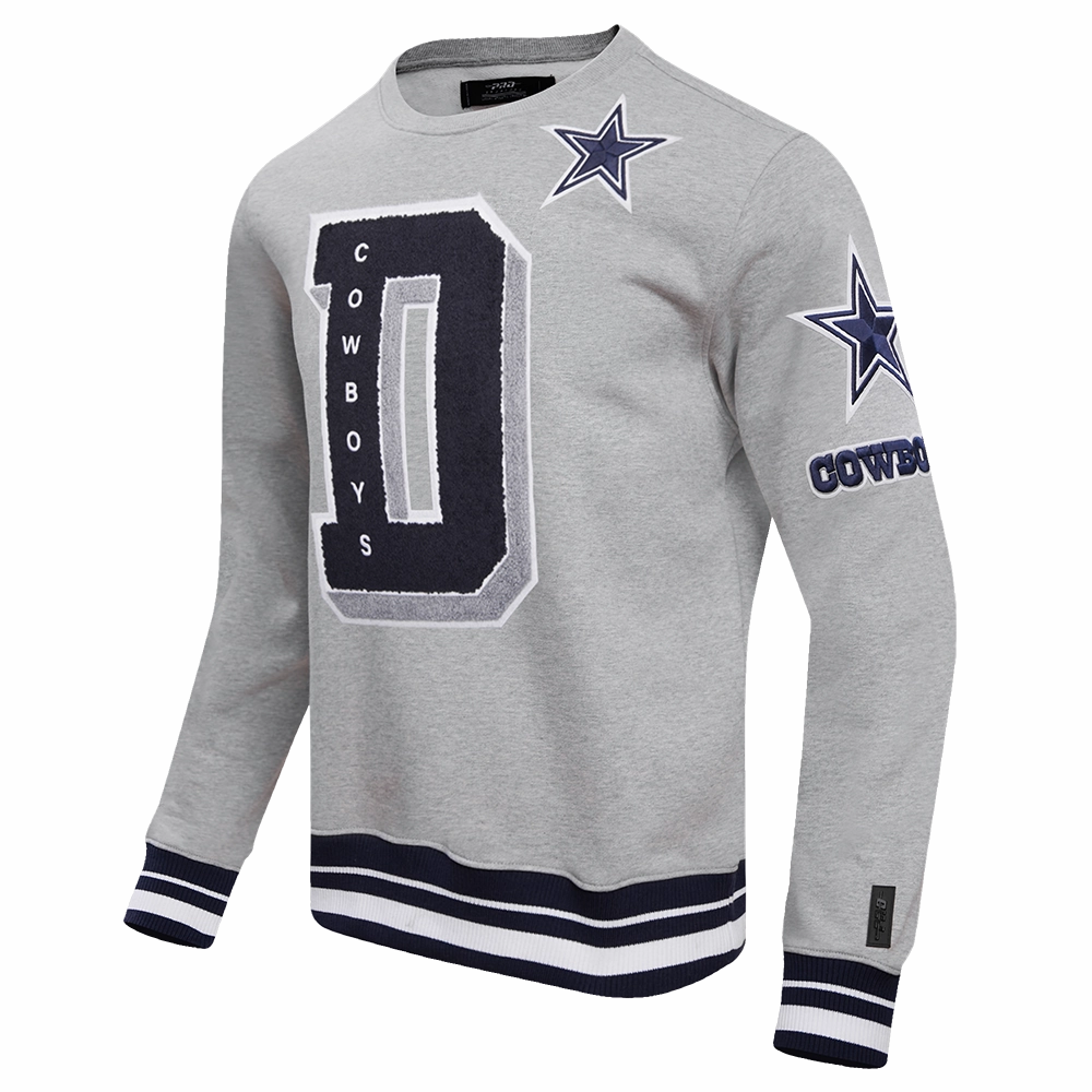 NFL DALLAS COWBOYS MASHUP MEN'S RIB CREWNECK (HEATHER GREY/MIDNIGHT NAVY)
