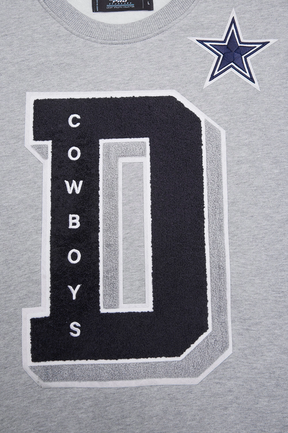 NFL DALLAS COWBOYS MASHUP MEN'S RIB CREWNECK (HEATHER GREY/MIDNIGHT NAVY)