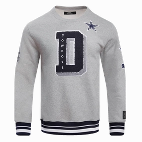 NFL DALLAS COWBOYS MASHUP MEN'S RIB CREWNECK (HEATHER GREY/MIDNIGHT NAVY)