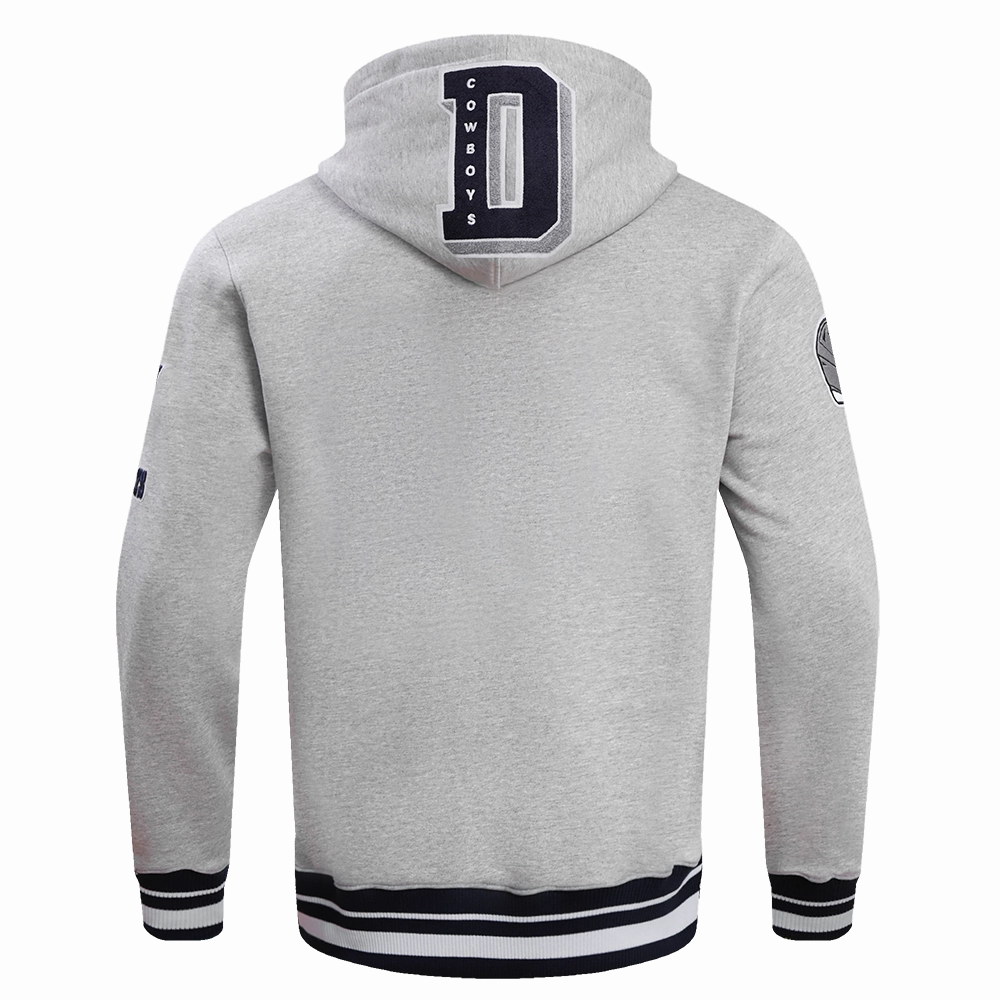 NFL DALLAS COWBOYS MASHUP MEN'S RIB PULLOVER HOODIE (HEATHER GREY/MIDNIGHT NAVY)