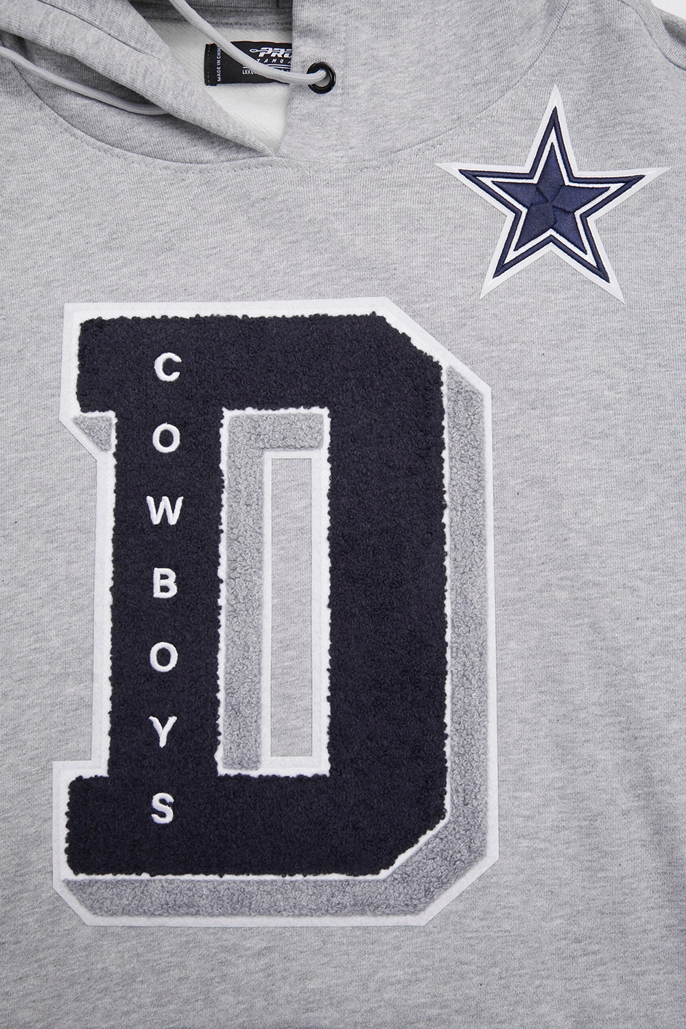 NFL DALLAS COWBOYS MASHUP MEN'S RIB PULLOVER HOODIE (HEATHER GREY/MIDNIGHT NAVY)