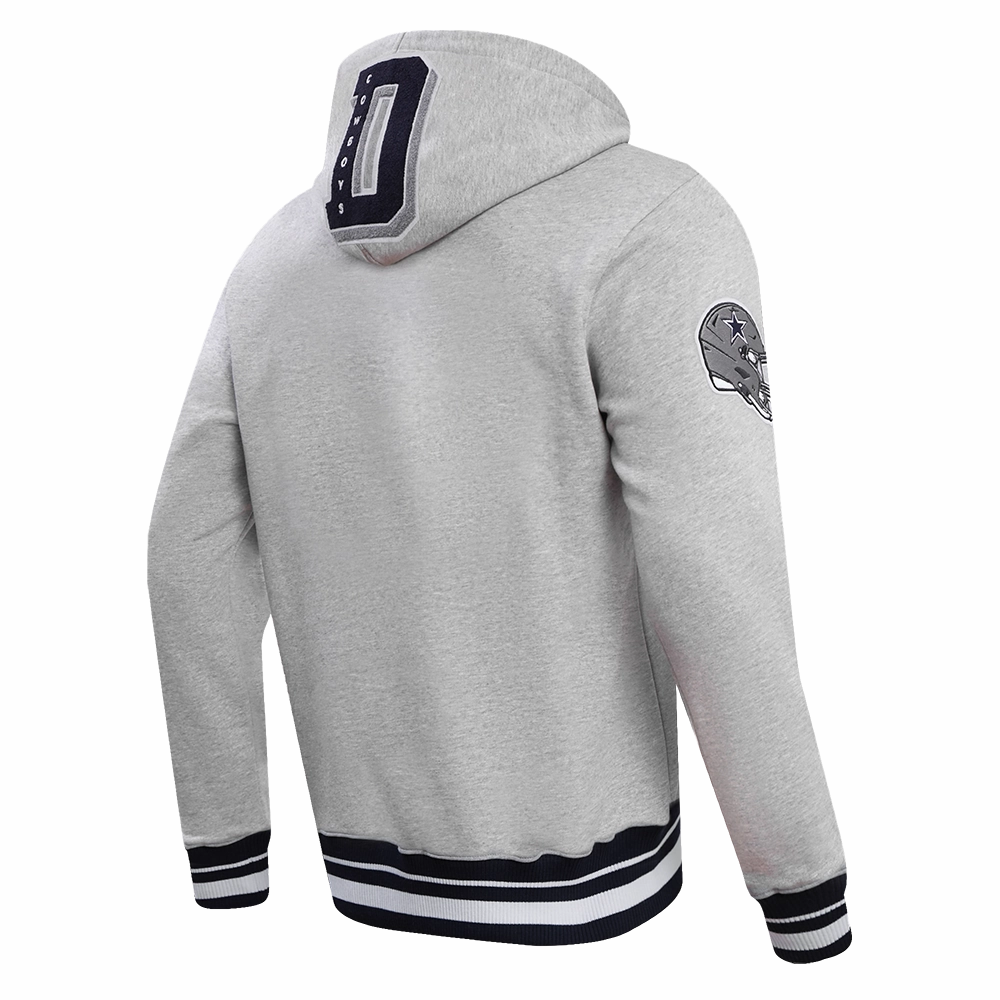 NFL DALLAS COWBOYS MASHUP MEN'S RIB PULLOVER HOODIE (HEATHER GREY/MIDNIGHT NAVY)