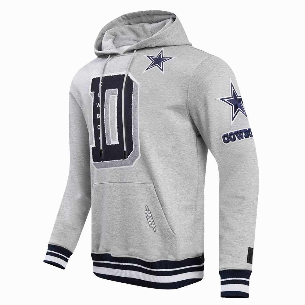 NFL DALLAS COWBOYS MASHUP MEN'S RIB PULLOVER HOODIE (HEATHER GREY/MIDNIGHT NAVY)