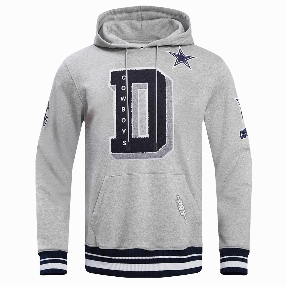 NFL DALLAS COWBOYS MASHUP MEN'S RIB PULLOVER HOODIE (HEATHER GREY/MIDNIGHT NAVY)