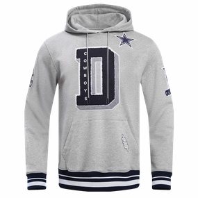 NFL DALLAS COWBOYS MASHUP MEN'S RIB PULLOVER HOODIE (HEATHER GREY/MIDNIGHT NAVY)