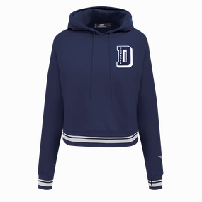 NFL DALLAS COWBOYS MASHUP WOMEN'S RIB CROPPED PULLOVER HOODIE (MIDNIGHT NAVY)