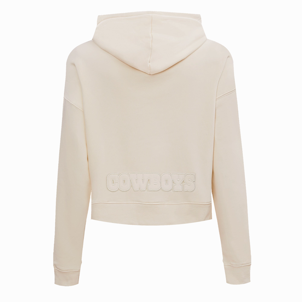 NFL DALLAS COWBOYS NEUTRAL CROPPED WOMEN'S PULLOVER HOODIE (EGGSHELL)
