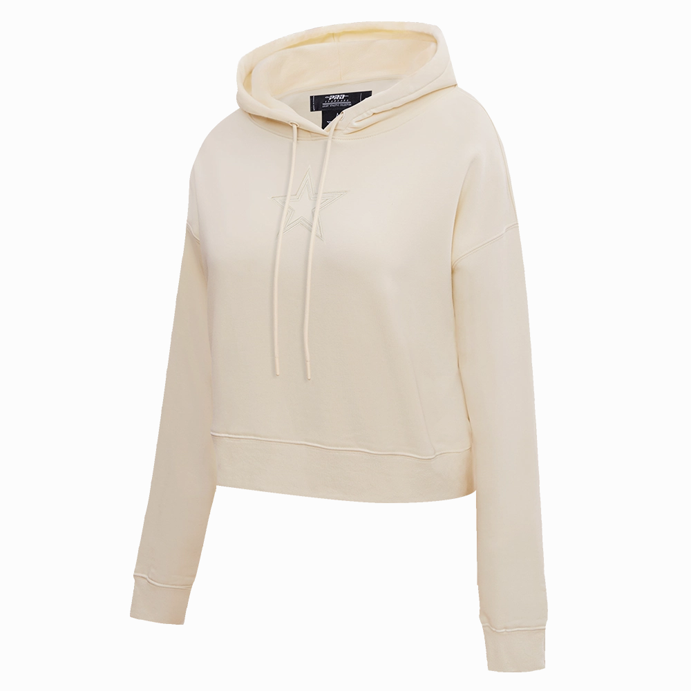NFL DALLAS COWBOYS NEUTRAL CROPPED WOMEN'S PULLOVER HOODIE (EGGSHELL)