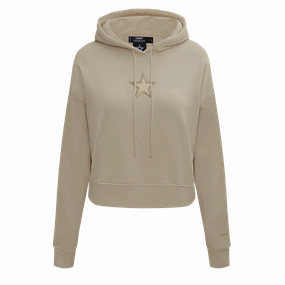 NFL DALLAS COWBOYS NEUTRAL CROPPED WOMEN'S PULLOVER HOODIE (TAUPE)