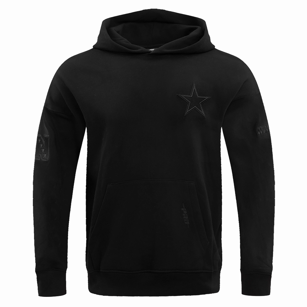NFL DALLAS COWBOYS NEUTRAL DROP SHOULDER MEN'S PULLOVER HOODIE (BLACK)