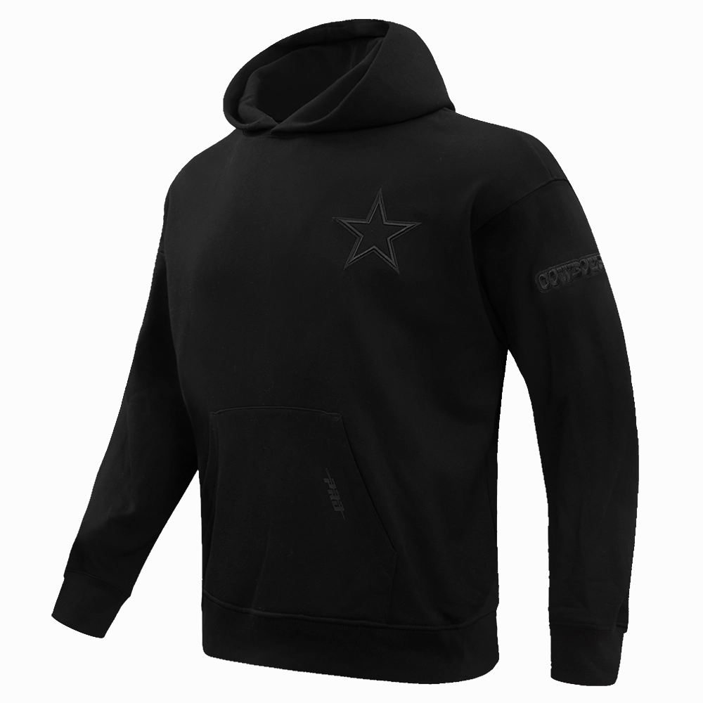 NFL DALLAS COWBOYS NEUTRAL DROP SHOULDER MEN'S PULLOVER HOODIE (BLACK)