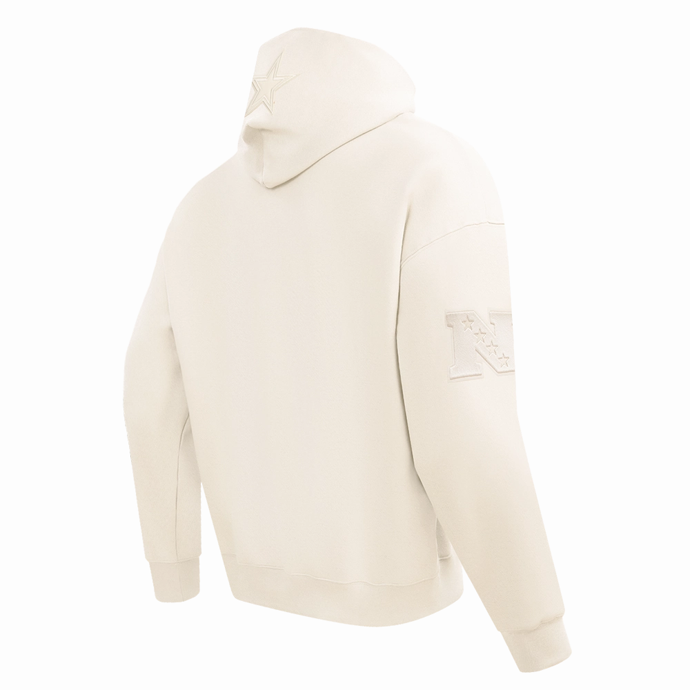 NFL DALLAS COWBOYS NEUTRAL DROP SHOULDER MEN'S PULLOVER HOODIE (EGGSHELL)