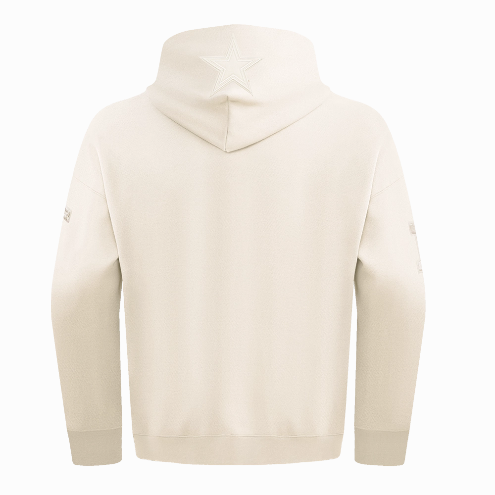 NFL DALLAS COWBOYS NEUTRAL DROP SHOULDER MEN'S PULLOVER HOODIE (EGGSHELL)