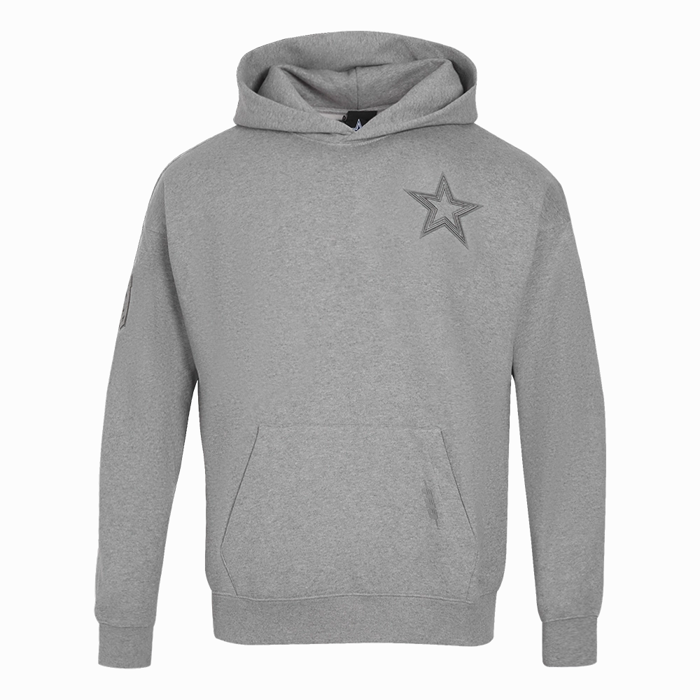 NFL DALLAS COWBOYS NEUTRAL MEN'S DROP SHOULDER PULLOVER HOODIE (DARK HEATHER GRAY)