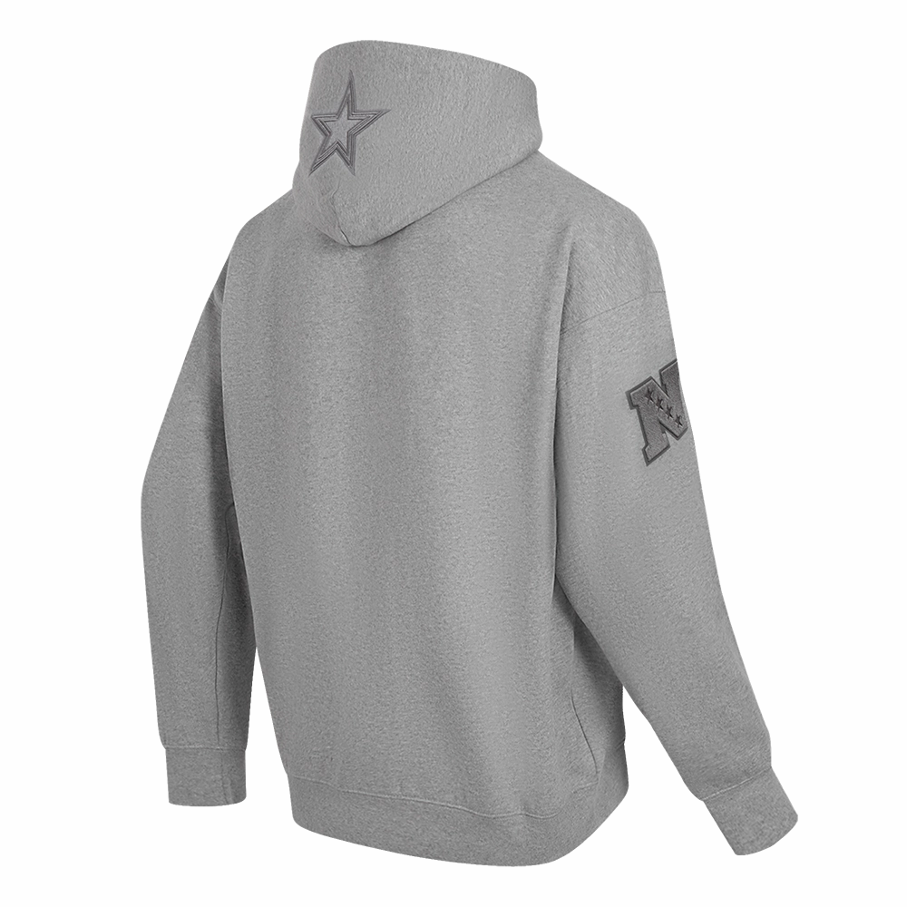 NFL DALLAS COWBOYS NEUTRAL MEN'S DROP SHOULDER PULLOVER HOODIE (DARK HEATHER GRAY)