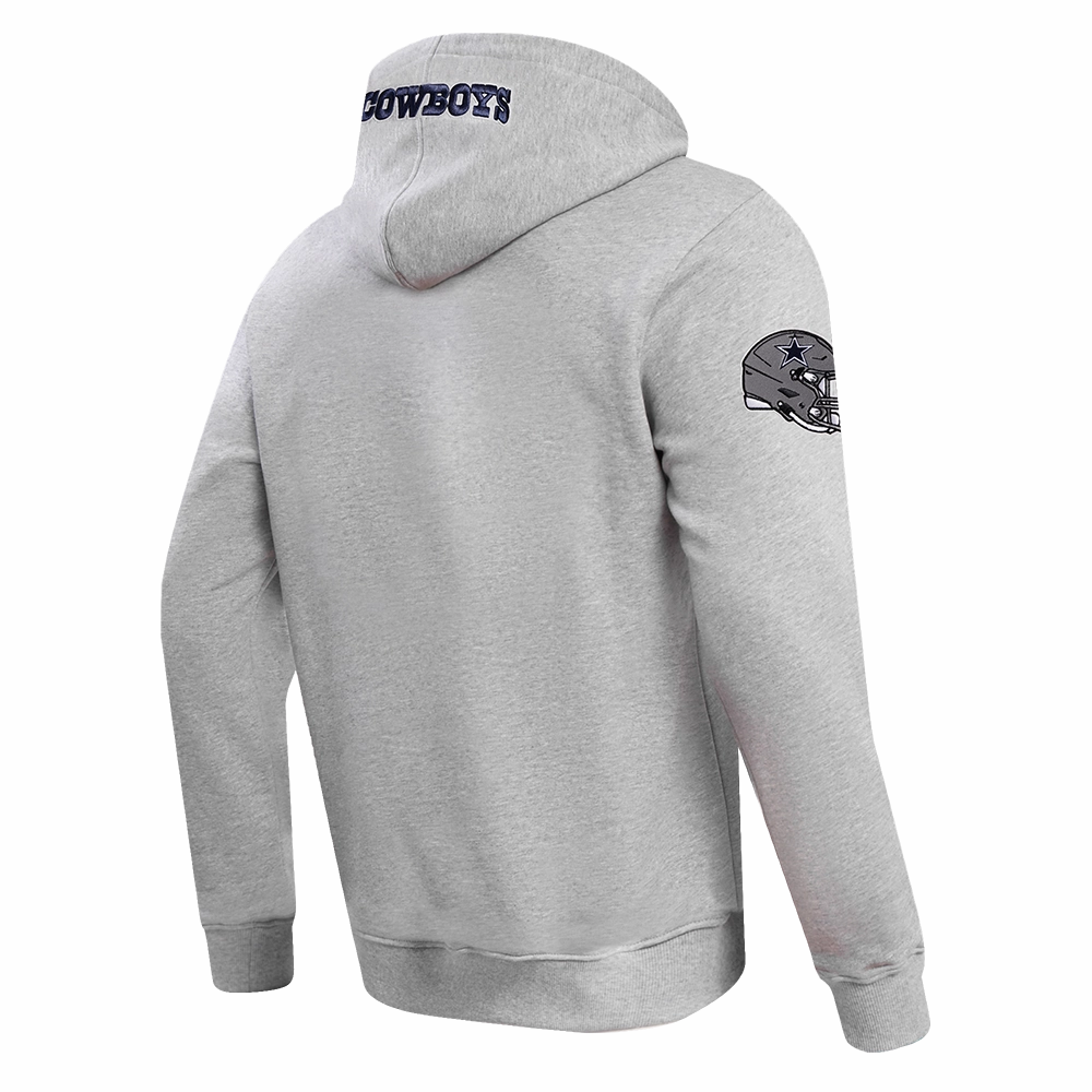 NFL DALLAS COWBOYS OLD ENGLISH MEN'S PULLOVER HOODIE (HEATHER GREY)