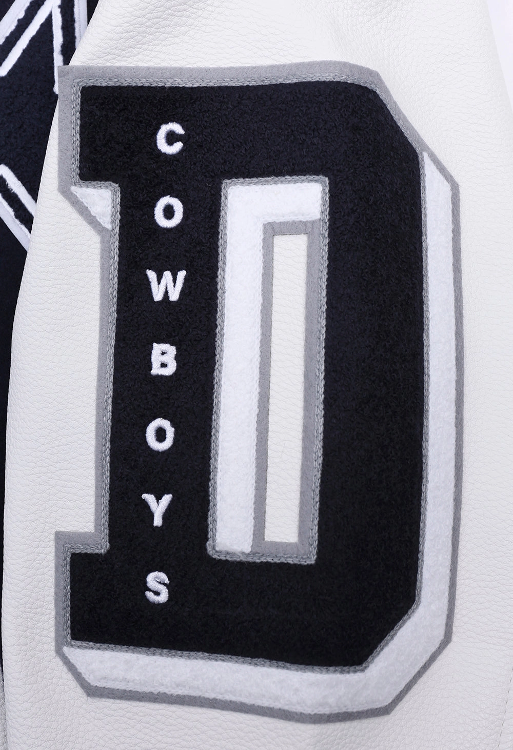 NFL DALLAS COWBOYS OLD ENGLISH MEN'S RIB WOOL VARSITY JACKET (MIDNIGHT NAVY/WHITE)