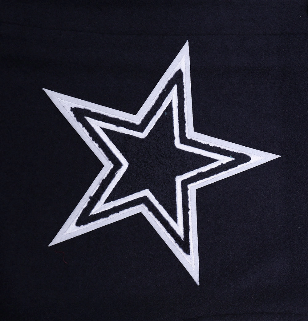 NFL DALLAS COWBOYS OLD ENGLISH MEN'S RIB WOOL VARSITY JACKET (MIDNIGHT NAVY/WHITE)