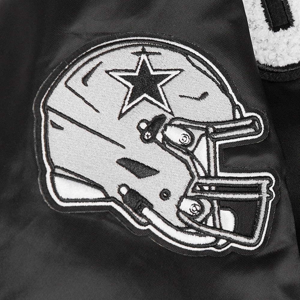 NFL DALLAS COWBOYS PEARLS WOMEN'S RIB SATIN JACKET (BLACK)