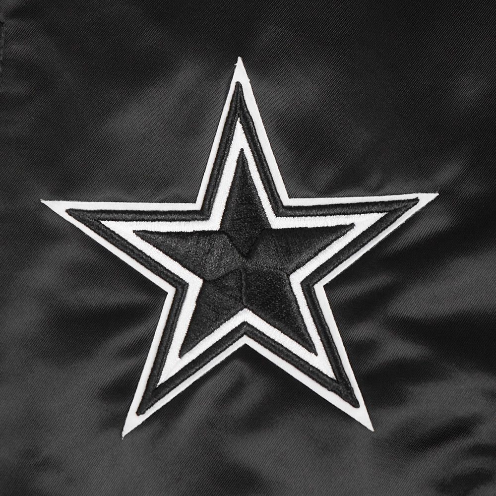NFL DALLAS COWBOYS PEARLS WOMEN'S RIB SATIN JACKET (BLACK)