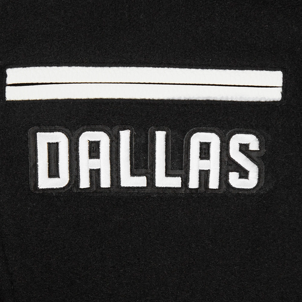 NFL DALLAS COWBOYS PEARLS WOMEN'S RIB WOOL VARSITY JACKET (BLACK/WHITE)