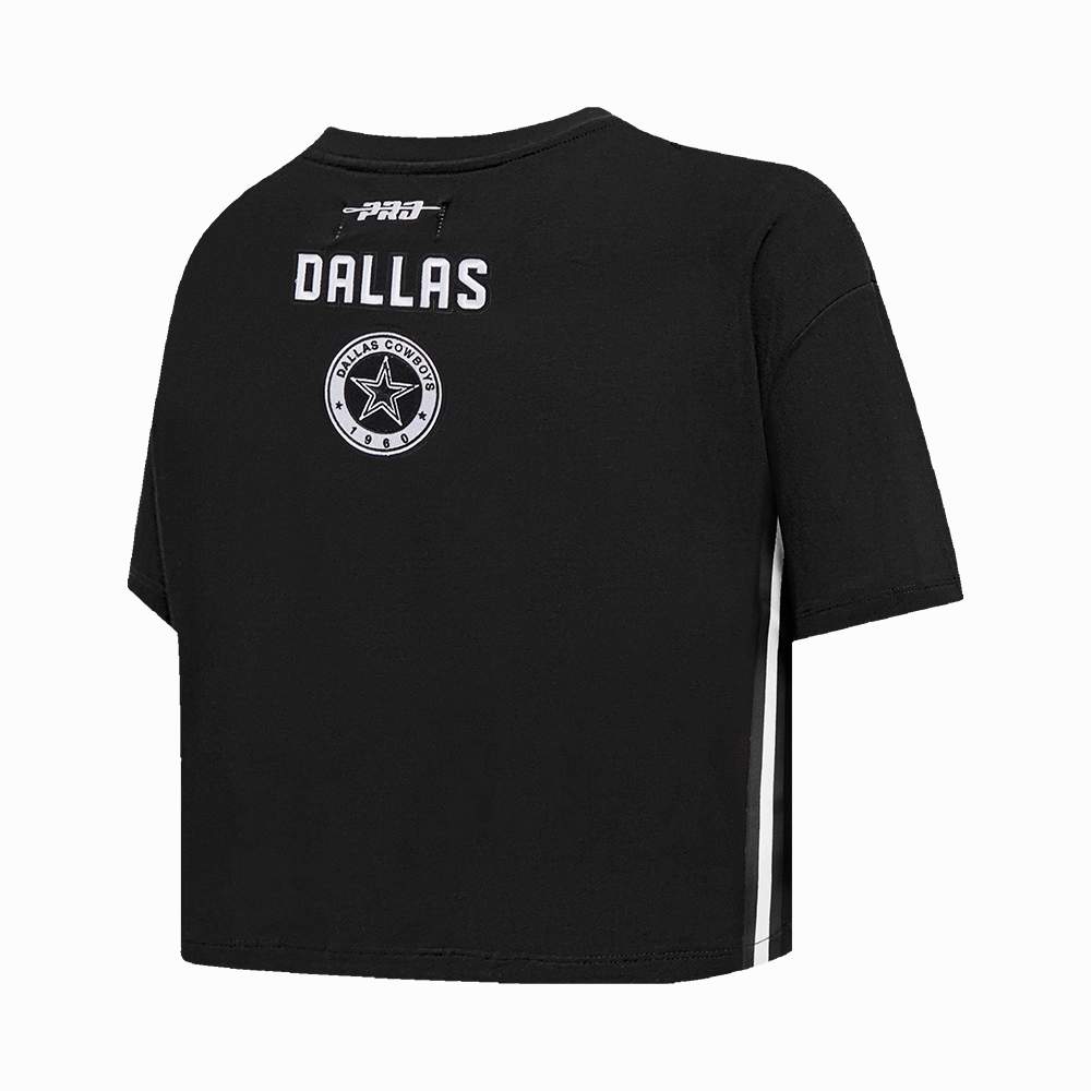 NFL DALLAS COWBOYS PEARLS WOMEN'S SINGLE JERSEY BOXY TEE (BLACK)