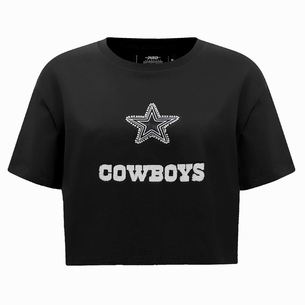 NFL DALLAS COWBOYS PEARLS WOMEN'S SINGLE JERSEY BOXY TEE (BLACK)