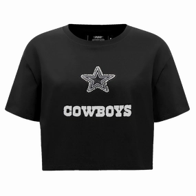 NFL DALLAS COWBOYS PEARLS WOMEN'S SINGLE JERSEY BOXY TEE (BLACK)