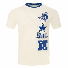 NFL DALLAS COWBOYS RETRO CASCADE MEN'S RINGER TEE (EGGSHELL/DODGER BLUE)