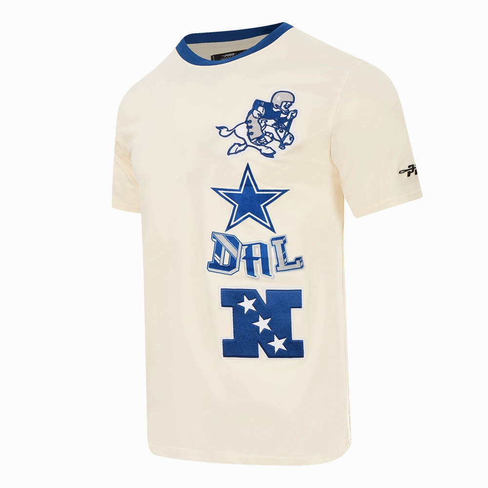 NFL DALLAS COWBOYS RETRO CASCADE MEN'S RINGER TEE (EGGSHELL/DODGER BLUE)