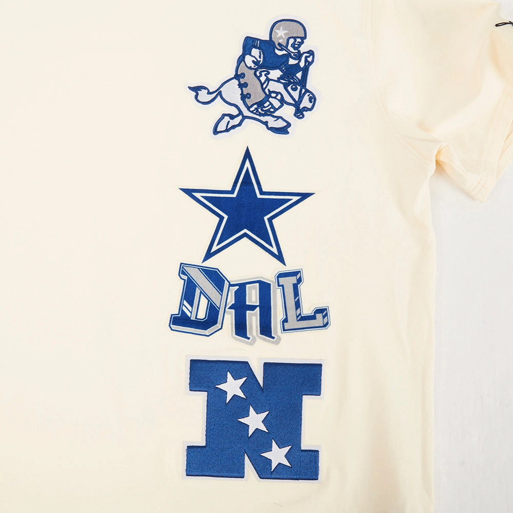 NFL DALLAS COWBOYS RETRO CASCADE MEN'S RINGER TEE (EGGSHELL/DODGER BLUE)