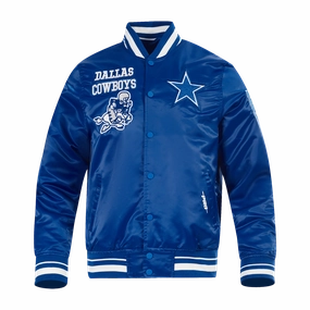 NFL DALLAS COWBOYS RETRO CLASSIC MEN'S RIB SATIN JACKET (DOGERS BLUE)