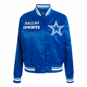 NFL DALLAS COWBOYS RETRO CLASSIC WOMEN'S RIB SATIN JACKET (DODGER BLUE)