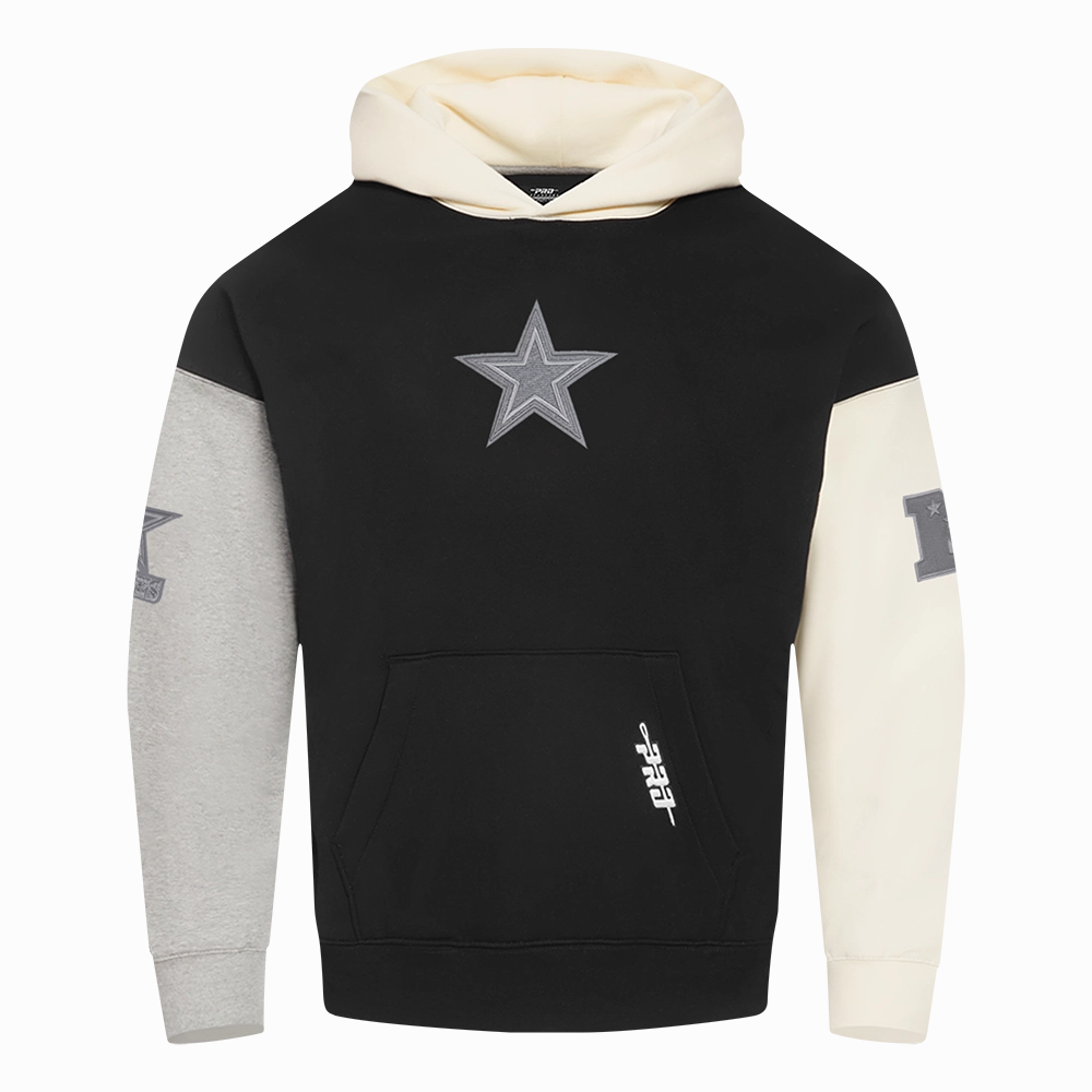 NFL DALLAS COWBOYS REVERSE FRENCH TERRY MEN'S COLOR BLOCK FLEECE PULLOVER HOODIE