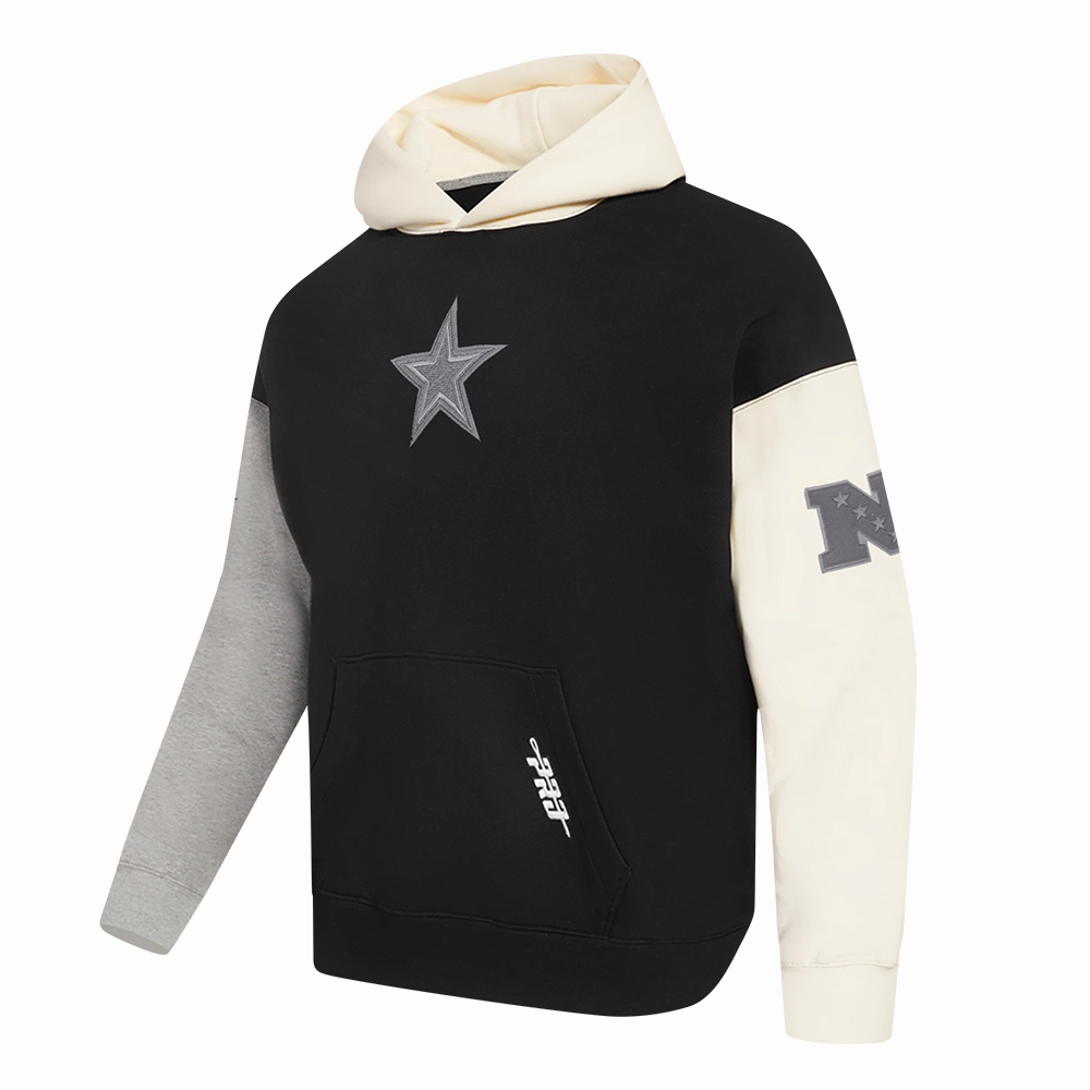 NFL DALLAS COWBOYS REVERSE FRENCH TERRY MEN'S COLOR BLOCK FLEECE PULLOVER HOODIE